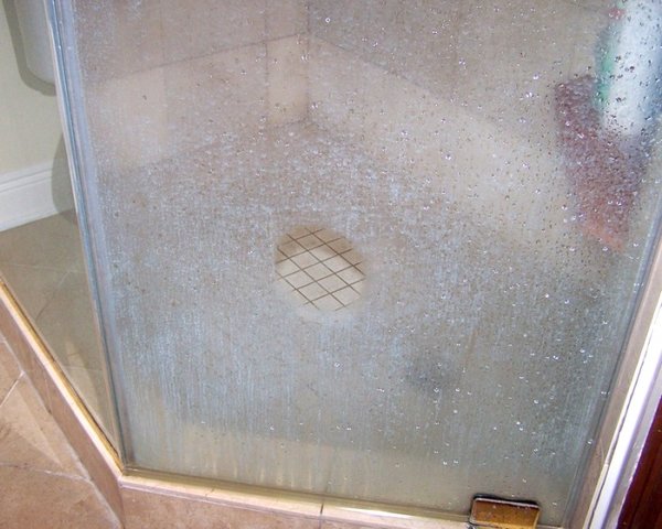 dirty scaled up shower door