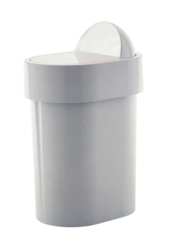 Gedy 4.8L Compact Bathroom Swing Bin White Plastic 8009-02