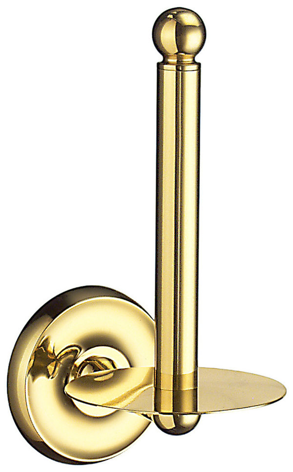 Smedbo Villa 100% Polished Brass Upright Toilet Roll Holder V220
