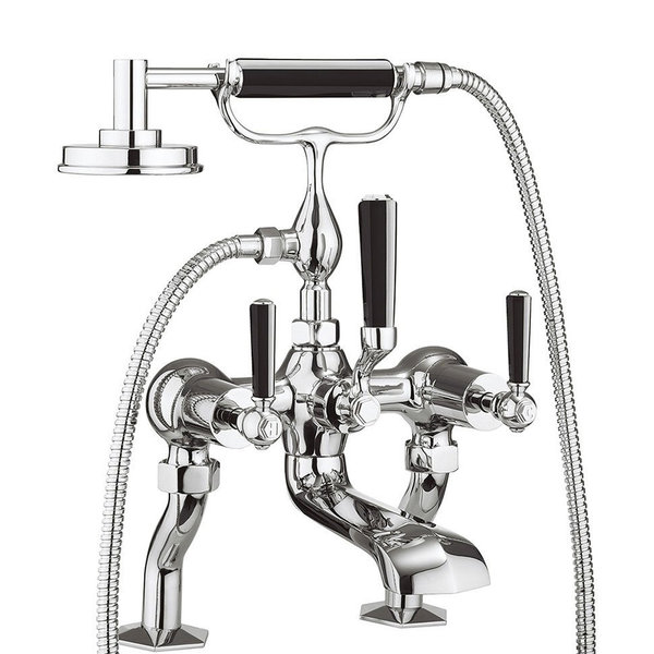 Waldorf Black Lever Bath Shower Mixer And Kit WF422DC_BLV+