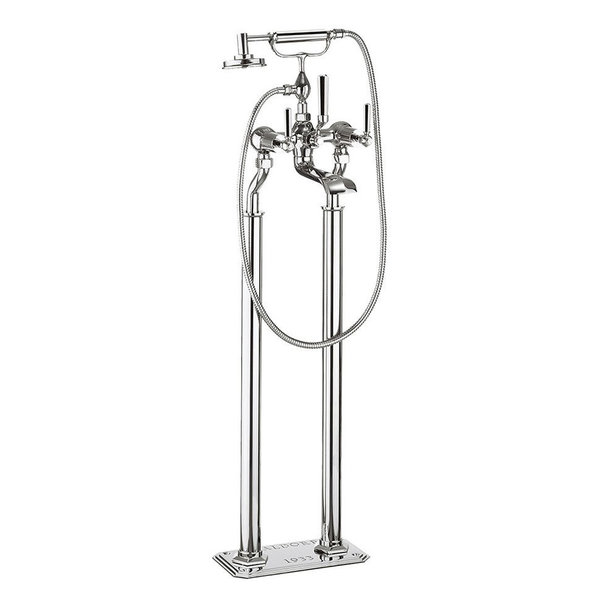 Waldorf Chrome Floor Mounted Bath Shower Mixer With Kit