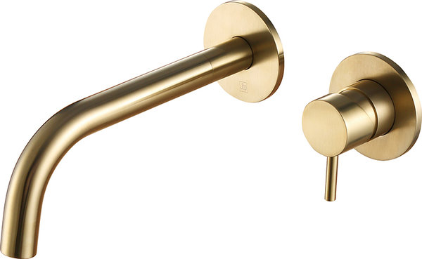 VOS Brushed Brass Wall Mounted Basin Mixer Tap