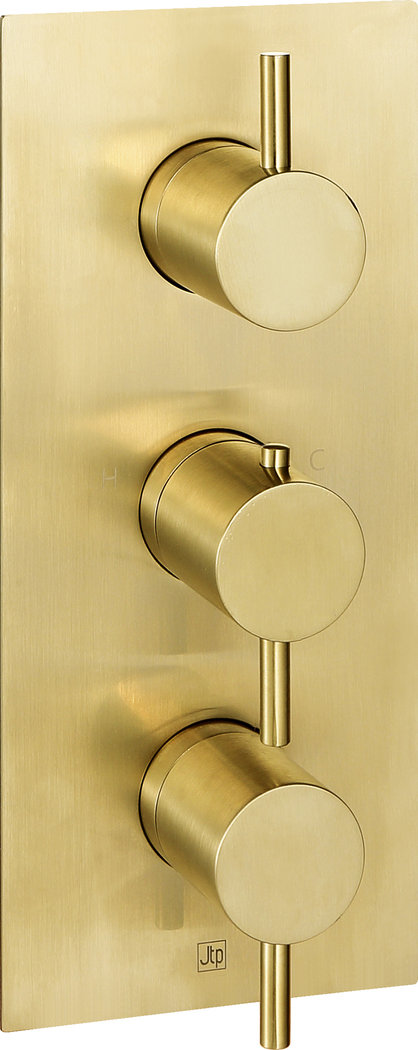 VOS Brushed Brass Thermo 2 Outlet Shower Valve