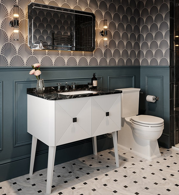 Art Deco Style 90cm Bathroom Basin Unit Regency by Saneux