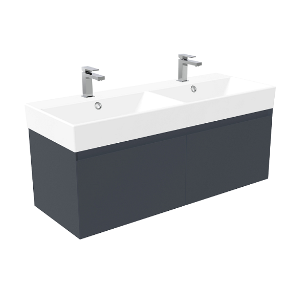Quadro 120x45cm Matte Fiord Double Drawer Unit With Basin By Saneux
