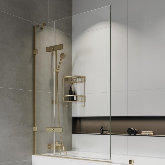 Brushed Brass Colour Bath Screen Made in UK by Roman