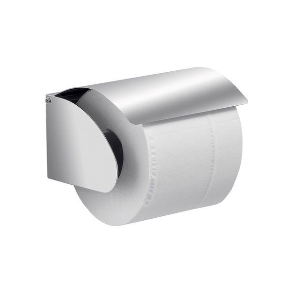 Toilet Roll Holder with Cover in Brushed Steel